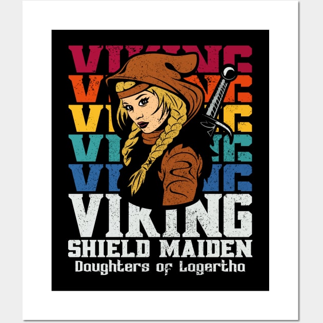 Daughters of Lagertha Vintage Viking Shield Maiden Wall Art by RadStar